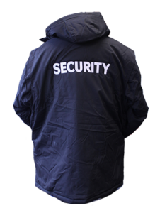 Security embroidery on winter coat